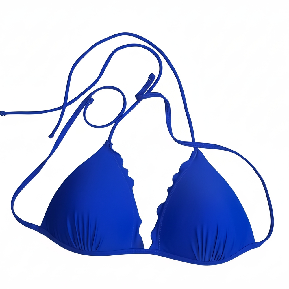 No Boundaries Royal Blue Scalloped Bikini Top